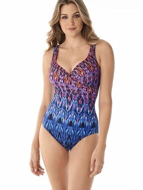Miraclesuit It’s a wrap Pink and Purple One Piece Swimsuit Gradient V-Neck